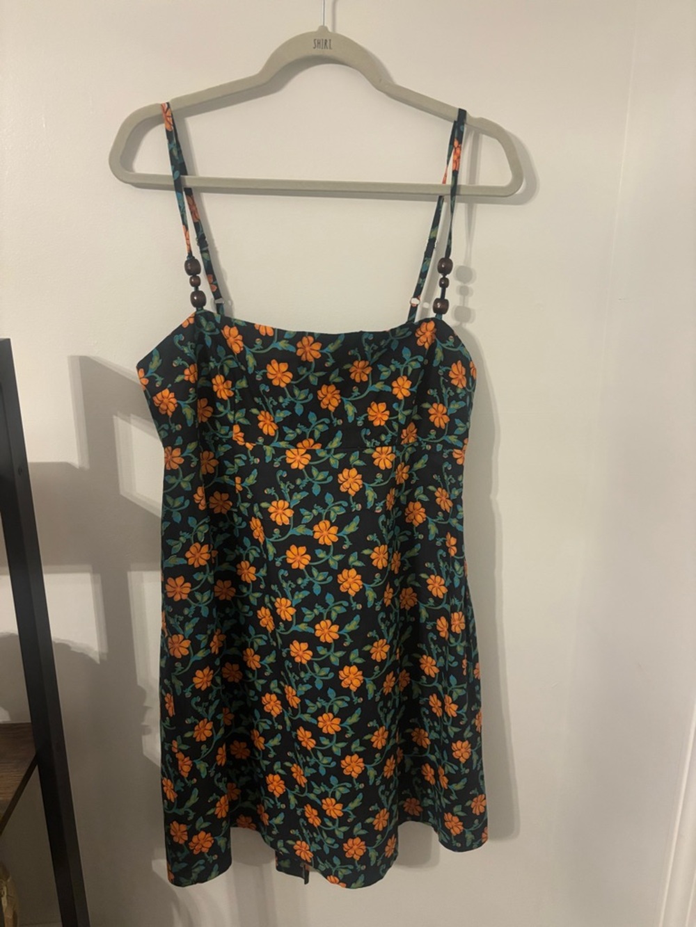 EDDY by Anthropologie Faded black/Bright clementine & moss floral sundress NWT